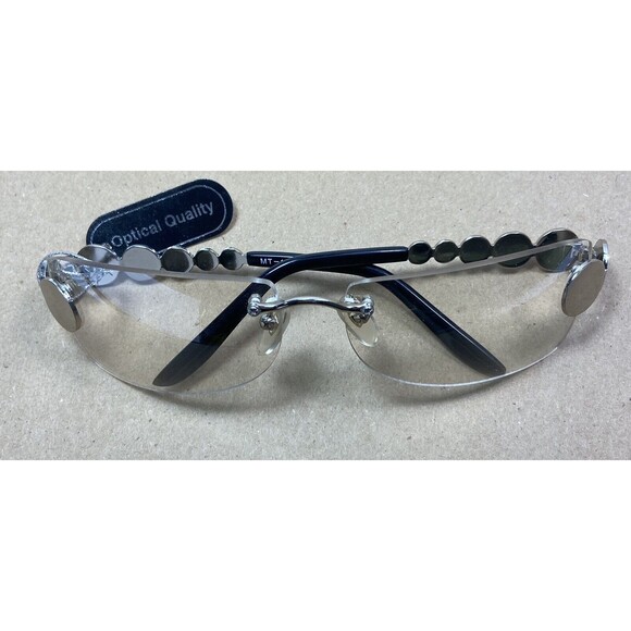 Optical Quality Clear Rimless Sunglasses Silver and Black Frames NWT - Picture 1 of 4